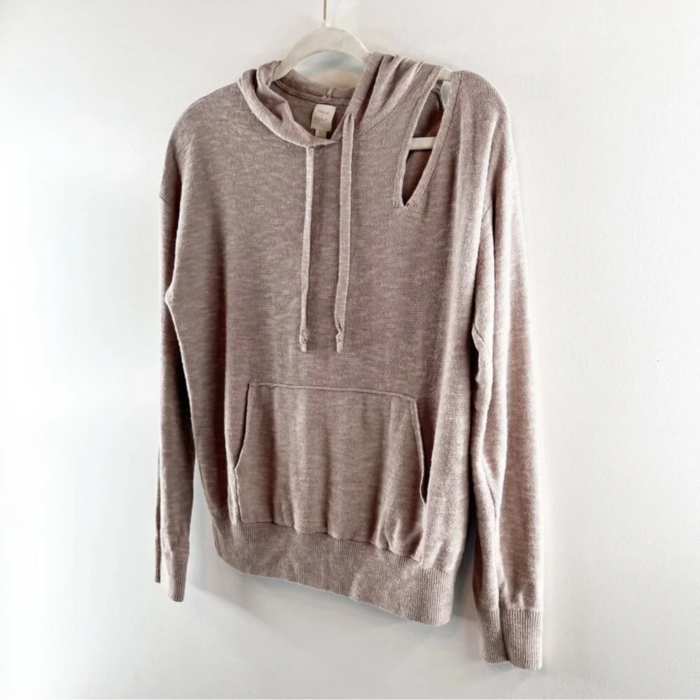 Roan + Ryan Corinne shoulder cut out hoodie sweater size M
